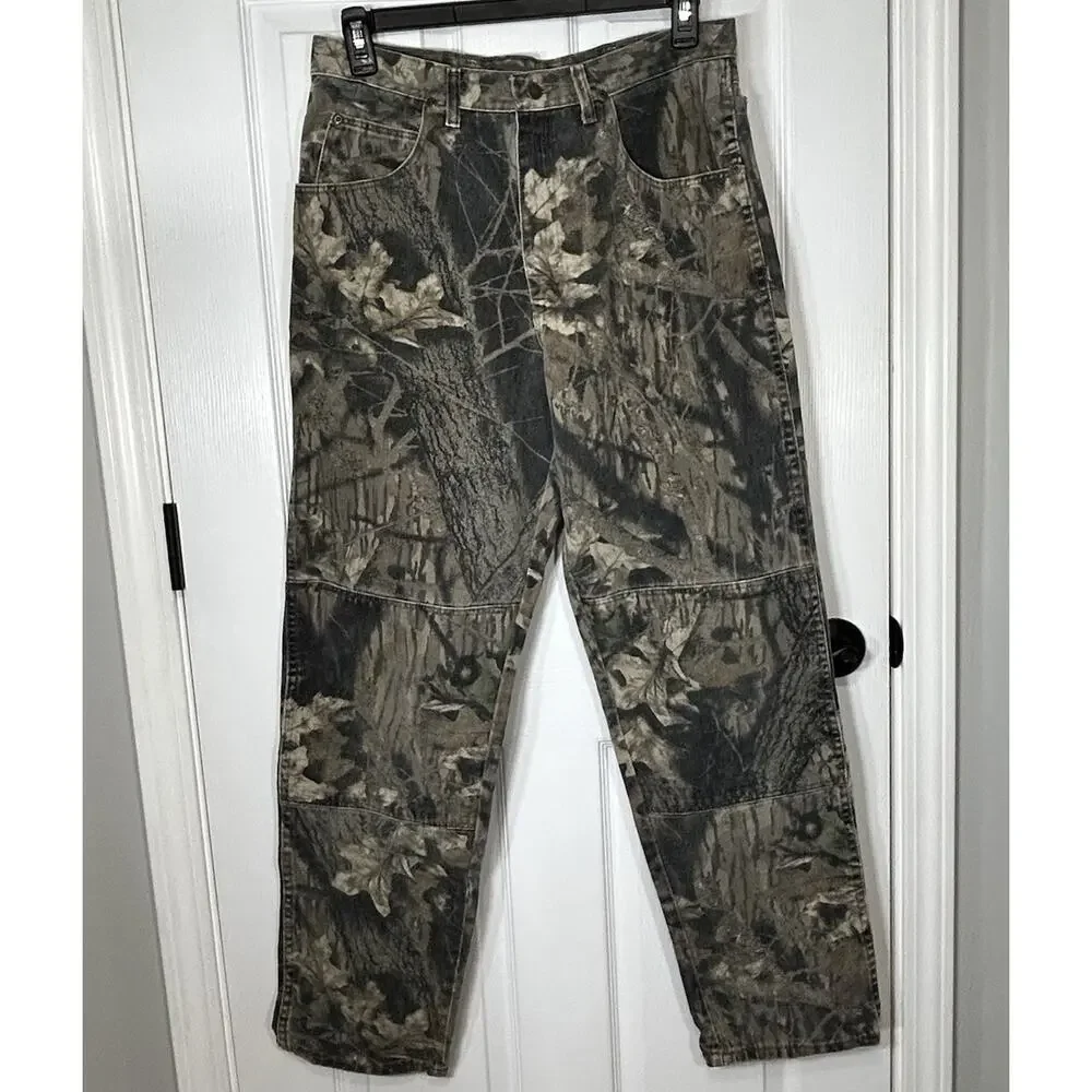 Vintage Wrangler Mossy Oak Camo Double Knee Pants Hunting Men's Size 34x32